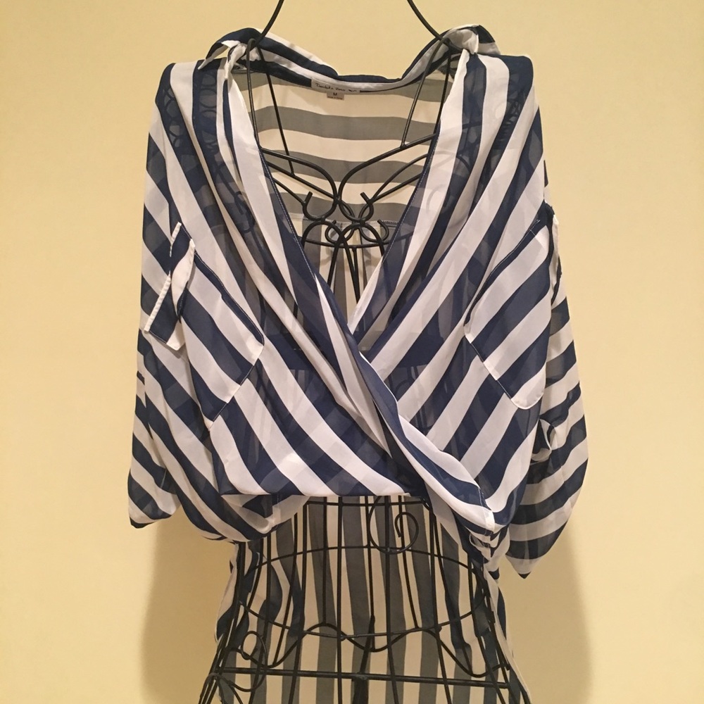 Double Zero - Blue & White Striped Blouse